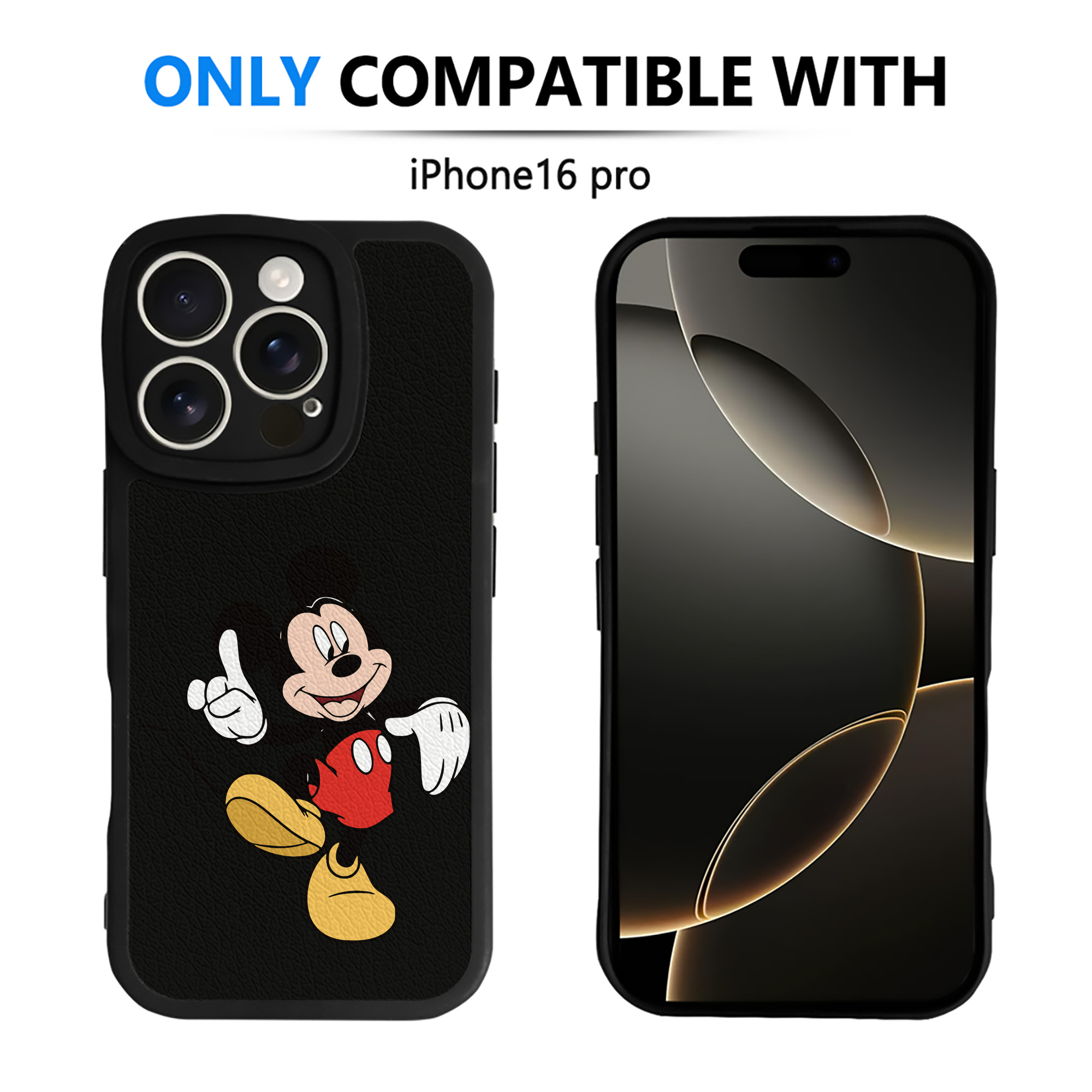 （画像用） ミッキーマウス Mickey Mouse 【iPhone 16シリーズ対応】シリコンスマホケース（レザー調） 材質：シリコン